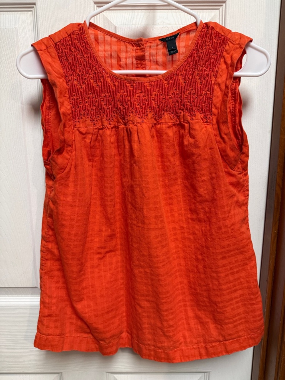 J. Crew Orange Sleeveless Embroidered Yoke Camisole